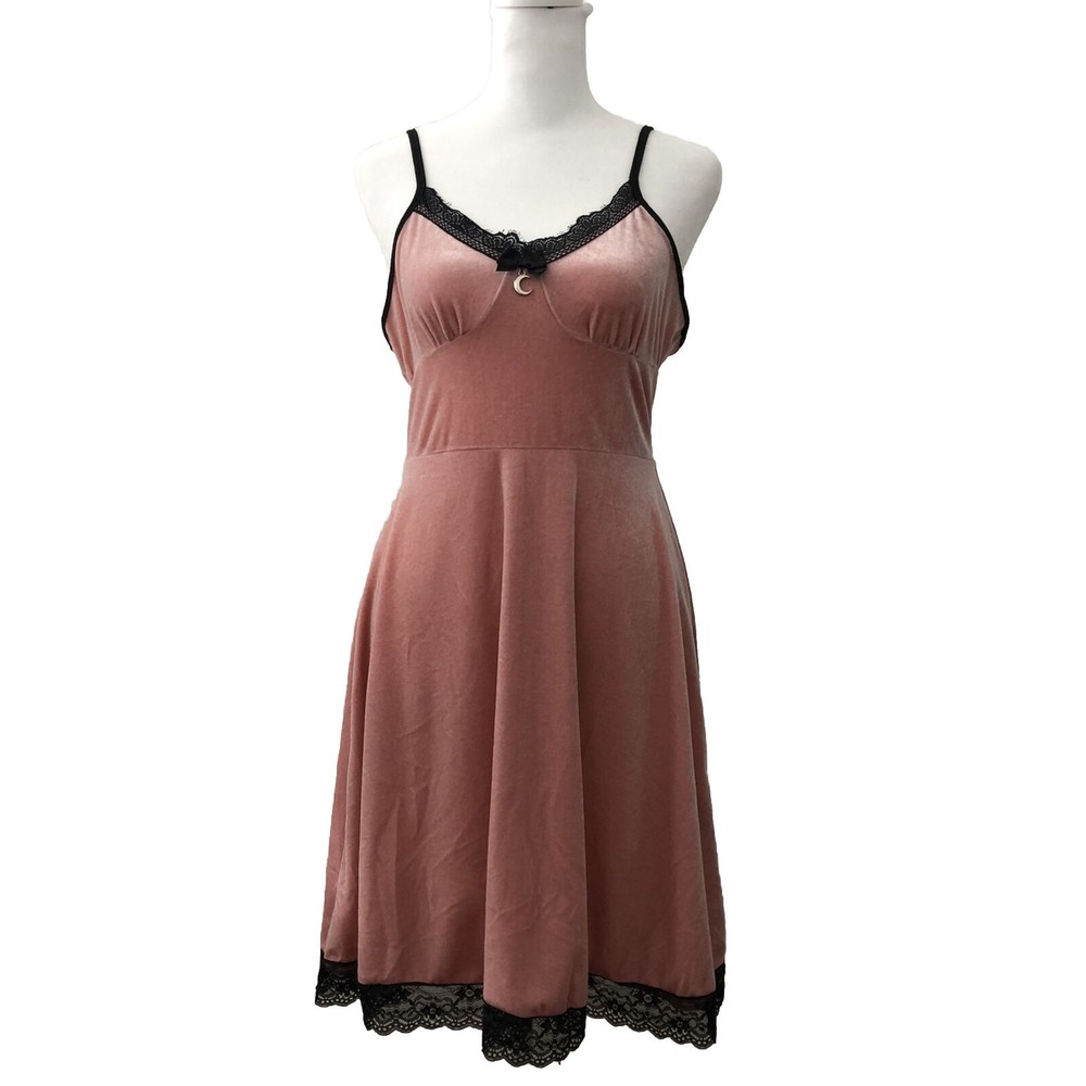 Romwe Spaghetti Strap Velvet Pink Stretchy Slip Dress Size S
